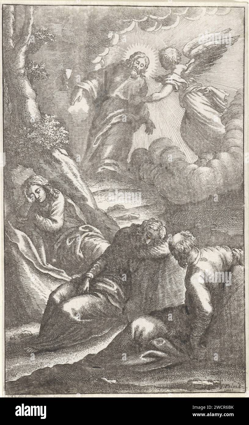 Christ dans le Hof van Gethsémani, Venceslas Hollar, d'après Jacopo Palma, 1670 print papier de Londres mordant la prière du Christ dans le jardin de Gethsémani pendant la nuit Banque D'Images