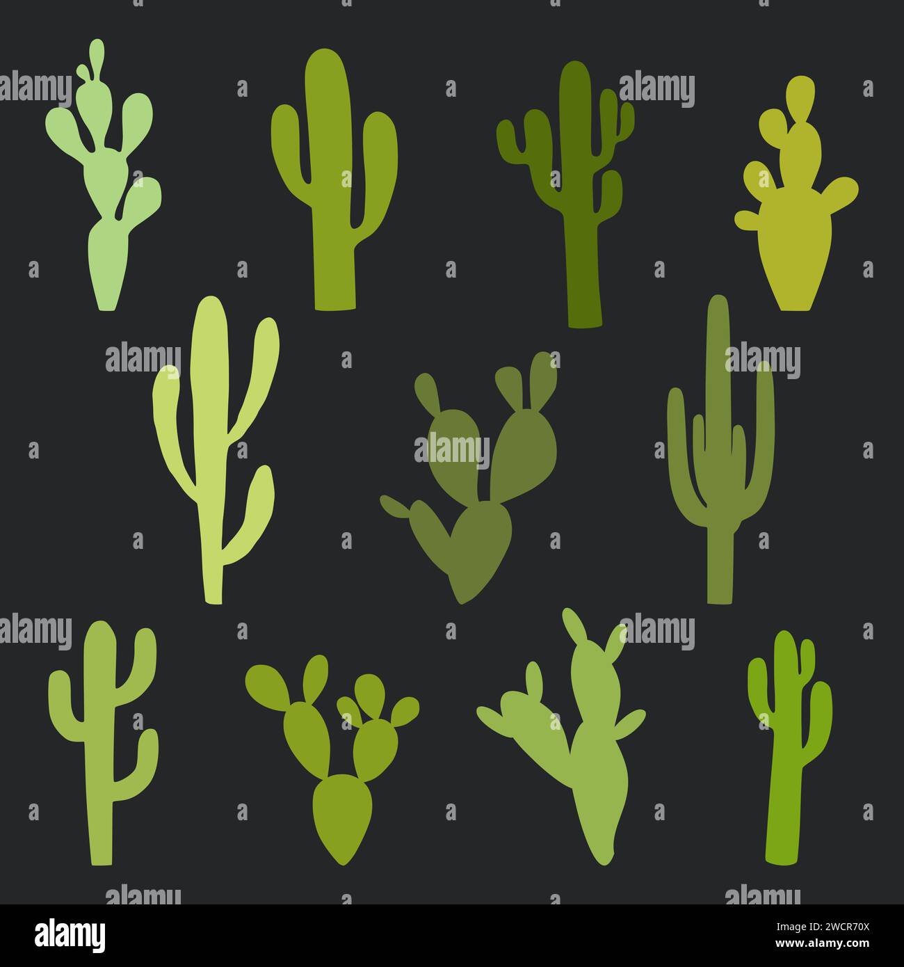 Ensemble de Silhouette Cactus Illustration de Vecteur