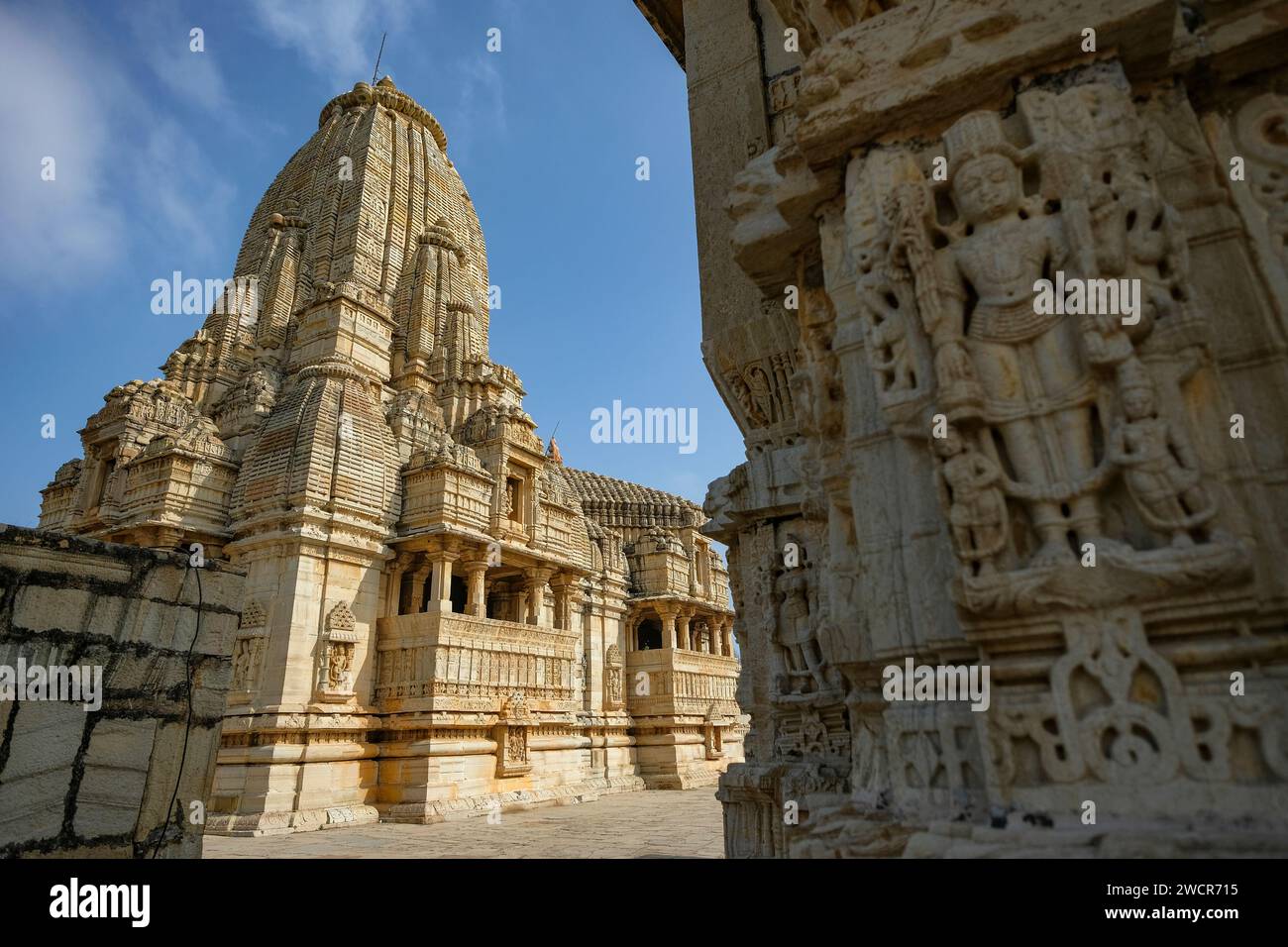 Chittorgarh, Inde - 6 janvier 2024 : Temple Meera et Temple Kumbha Shyam au fort de Chittorgarh à Chittorgarh, Rajasthan, Inde. Banque D'Images
