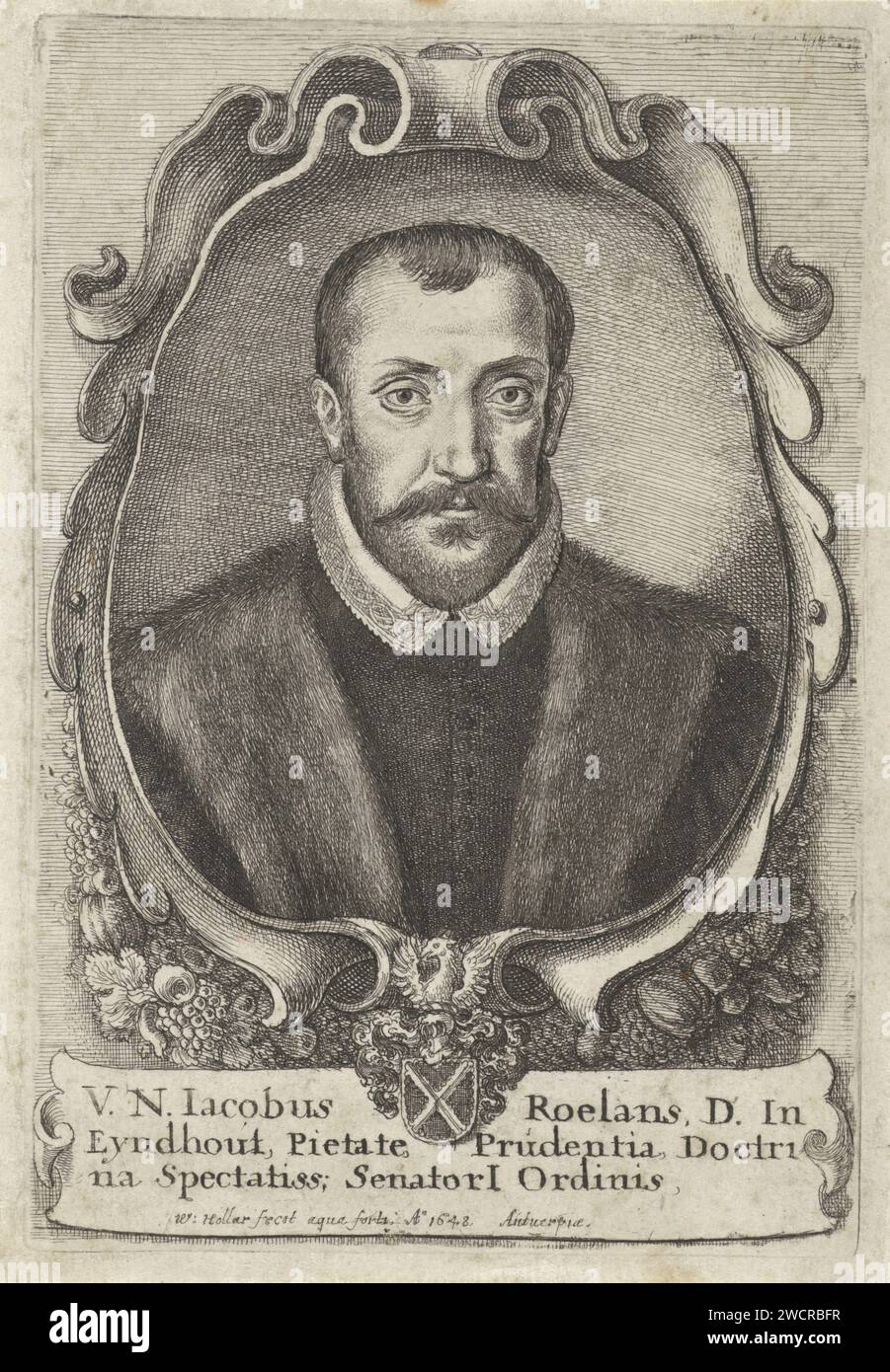 Portrait de Jacob Roelants (1568-1651), Venceslas Hollar, 1648 estampe Jacob Roelants, avocat et conseiller à Malines. Gravure sur papier d'Anvers Banque D'Images