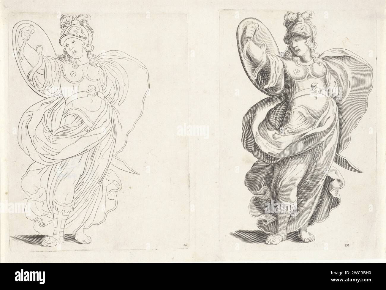 Femme avec instrument à cordes dans le cadre, Philippus Velijn, après Inconnu, 1797 - 1836 imprimer Une figure féminine avec un instrument à cordes sur une couverture nuageuse, entourée d'un ovale ornemental avec des draperies. Au sommet deux ailes, une torche éteinte, une branche de Laurier et un lier entouré de rayons. Pays-Bas papier gravure lyre, harpe, harpe Banque D'Images