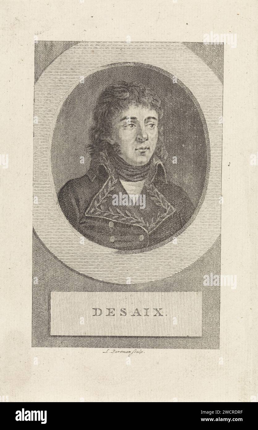 PORTRET VAN DE FRANSE GENERAL Louis Charles Antoine Desaix, Ludwig Gottlieb Portman, 1807 print Amsterdam paper Banque D'Images