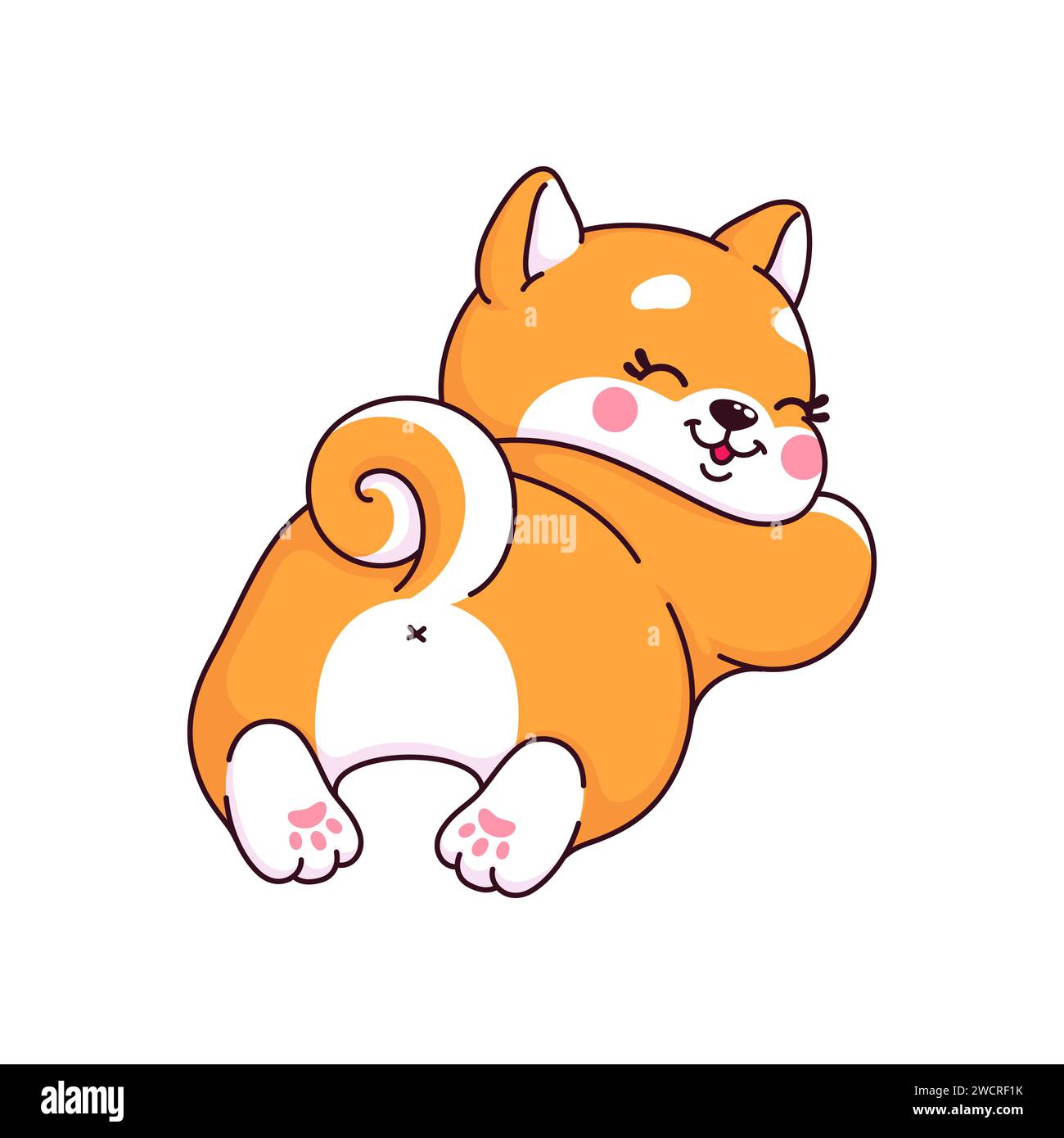 Dessin animé Kawaii Shiba Inu chien et personnage de chiot, animal de compagnie mignon. Kawaii animal bébé animal animal, adorable Shiba Inu personnage ou mignon chiot caractère vectoriel isolé. Comique petit chien japonais mascotte ludique Illustration de Vecteur