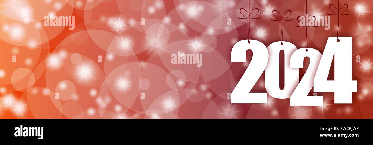 Fichier vectoriel eps avec des numéros d'étiquette volante de couleur blanche pour le nouvel an 2024, arrière-plan panoramique Illustration de Vecteur