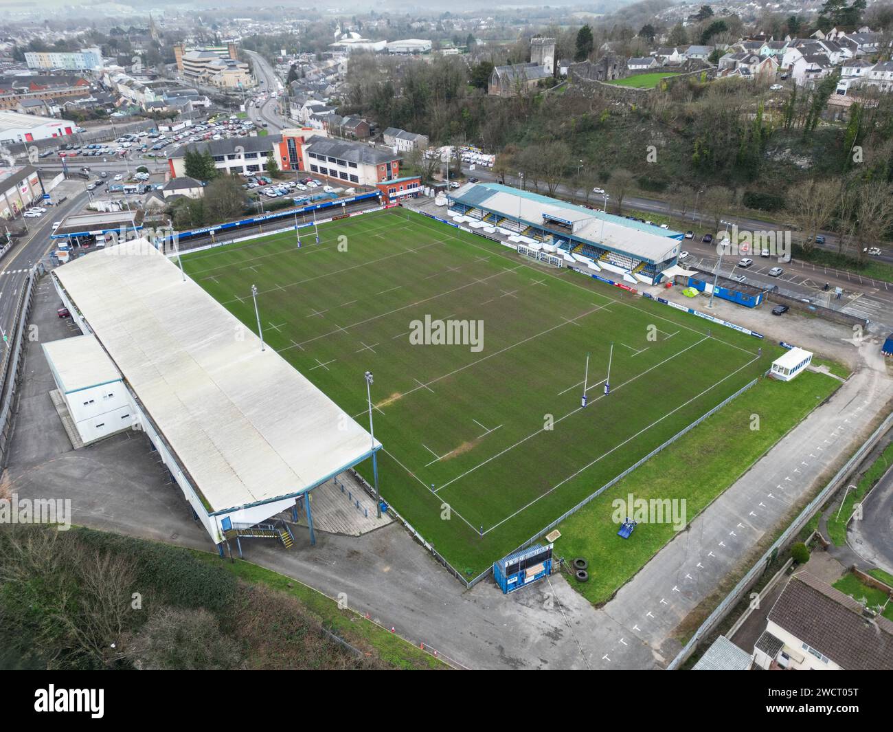 Une vue aérienne de la maison de Bridgend Ravens Brewery Field. Bridgend. Date de la photo