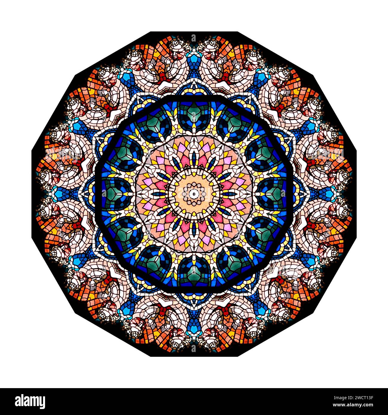 Kaleidoscop - image abstraite créée par miroir multiple du vitrail Banque D'Images