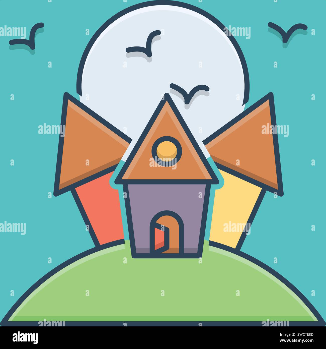 Icône pour une maison effrayante, effrayante Illustration de Vecteur