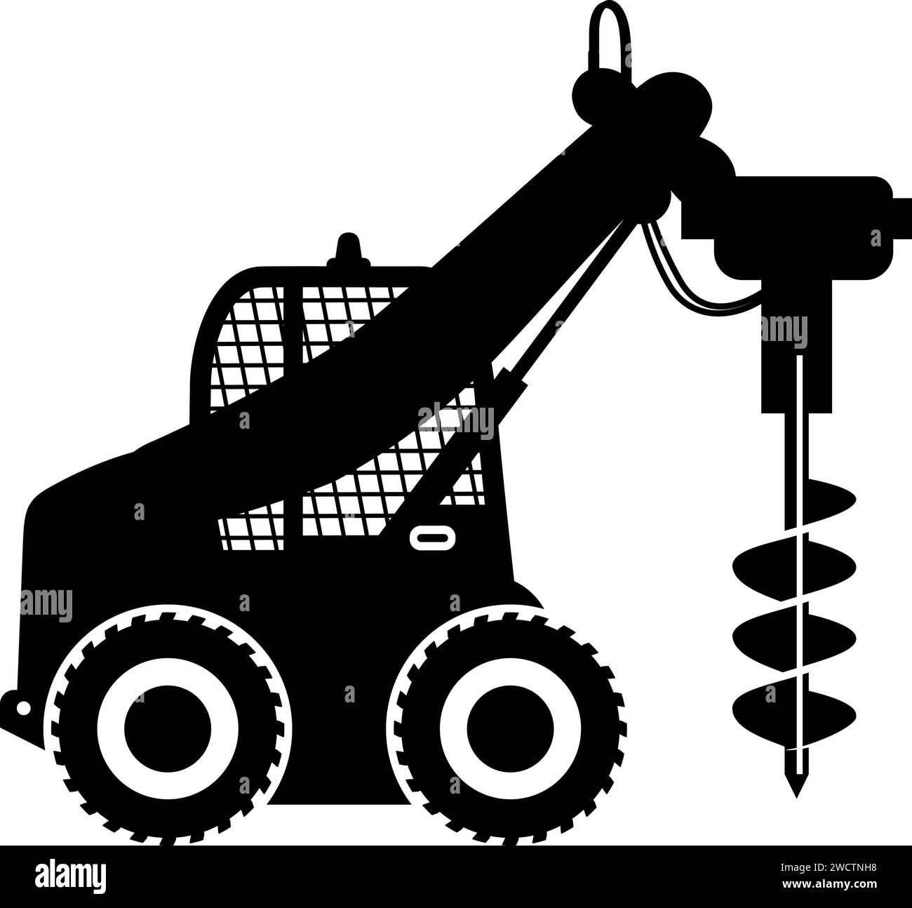 Silhouette de l'icône de camion de forage mobile dans le style plat. Illustration de Vecteur