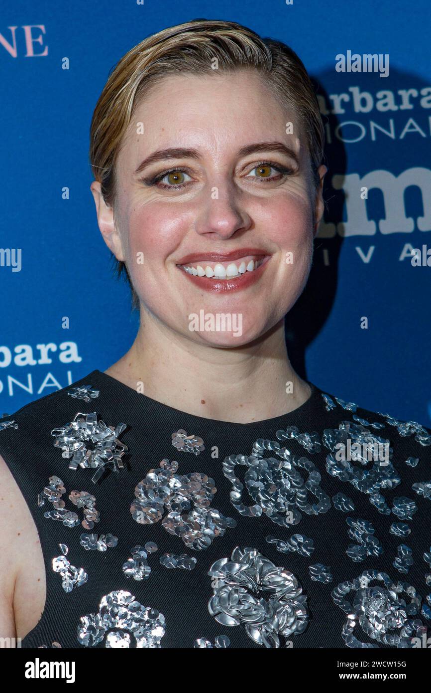 GRETA Gerwig BEI der 16. Verleihung des Kirk Douglas Award for Excellence in film auf dem 39. Festival international du film de Santa Barbara im Hotel Ritz-Carlton Bacara. Santa Barbara, 13.01.2024 Banque D'Images