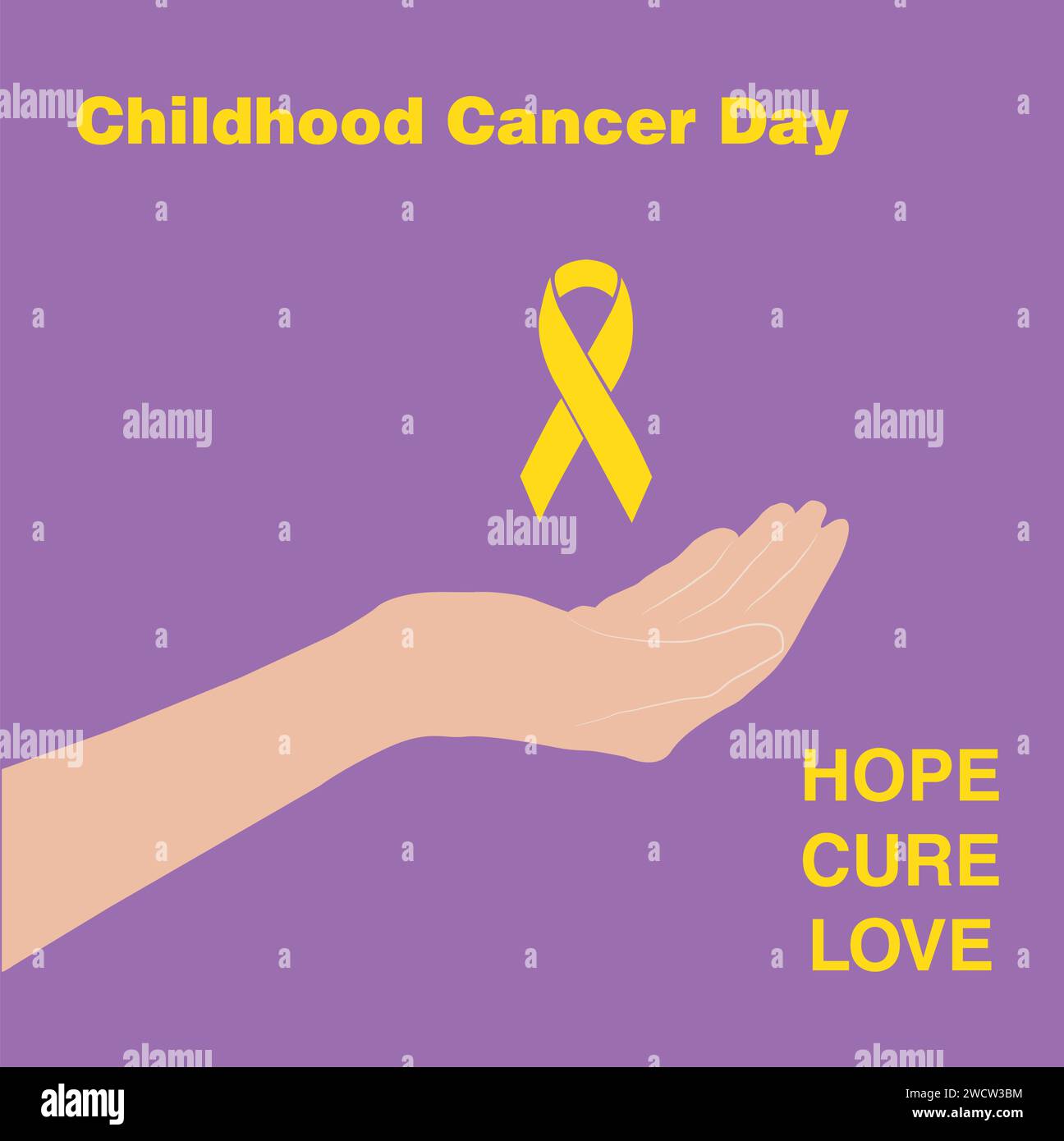 Une bannière de jour de cancer d'enfant sur un fond violet Illustration de Vecteur