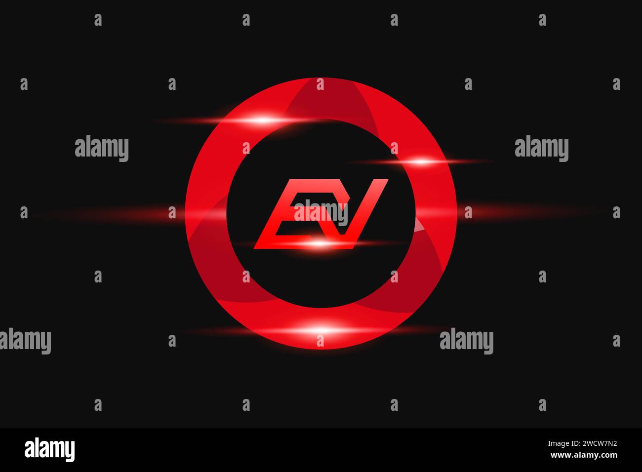 Conception du logo EV Red. Conception de logo de vecteur pour les entreprises. Illustration de Vecteur