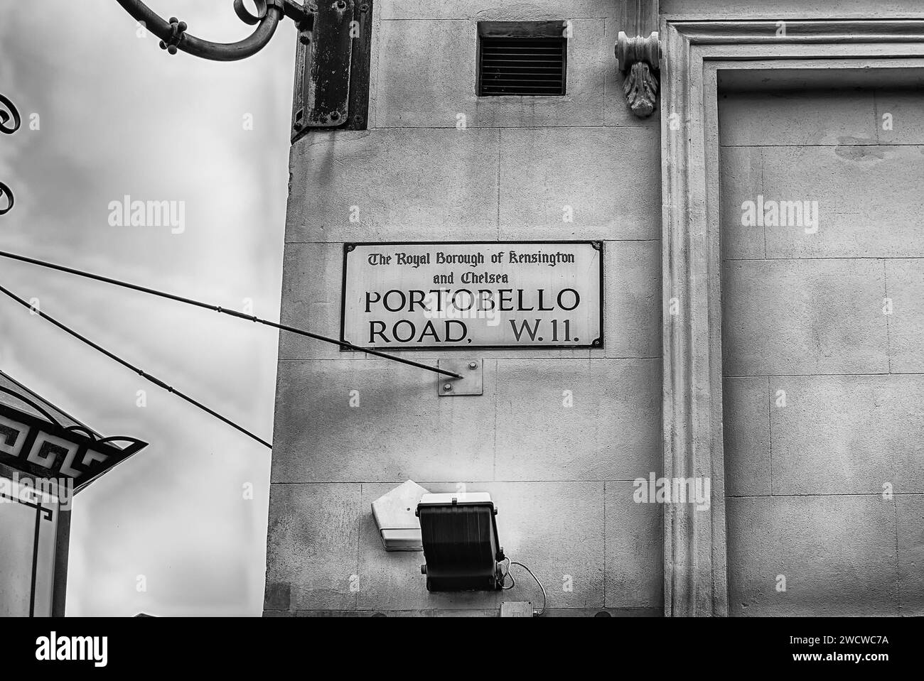 Panneau Portobello Road dans le quartier pittoresque de Notting Hill, Londres, Royaume-Uni Banque D'Images