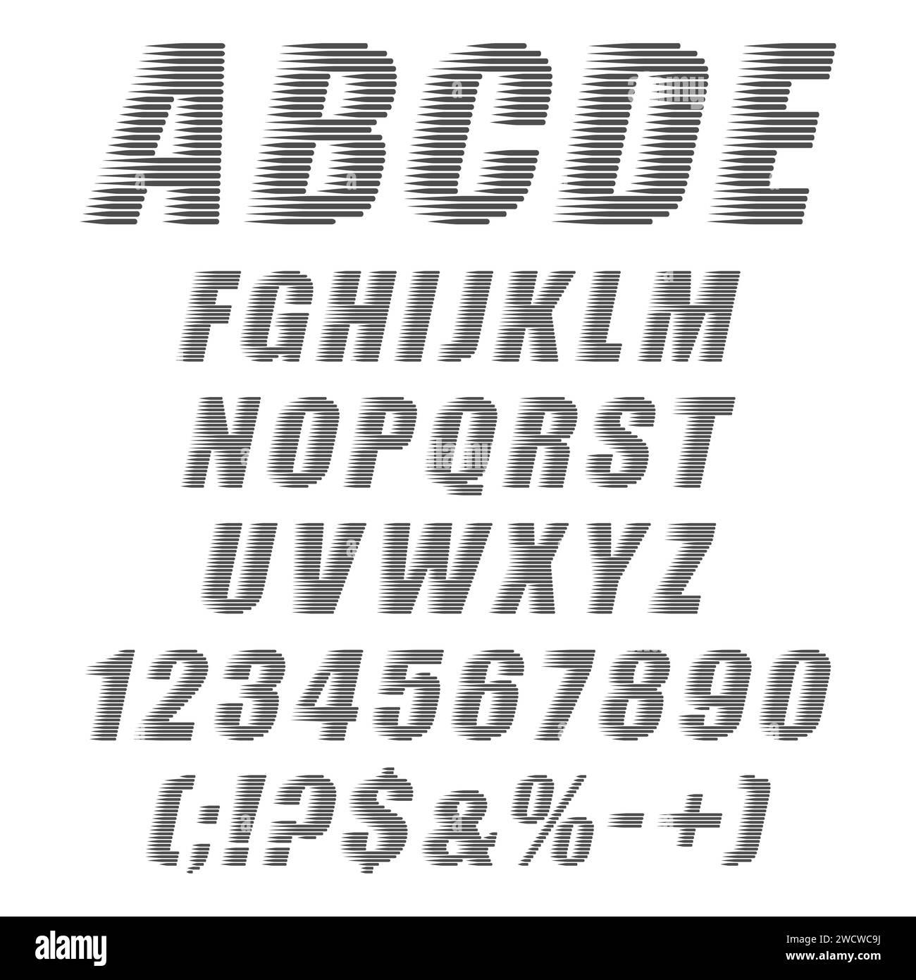 Alphabet volant, lettres, chiffres et signes. Objets vectoriels isolés sur fond blanc. Illustration de Vecteur