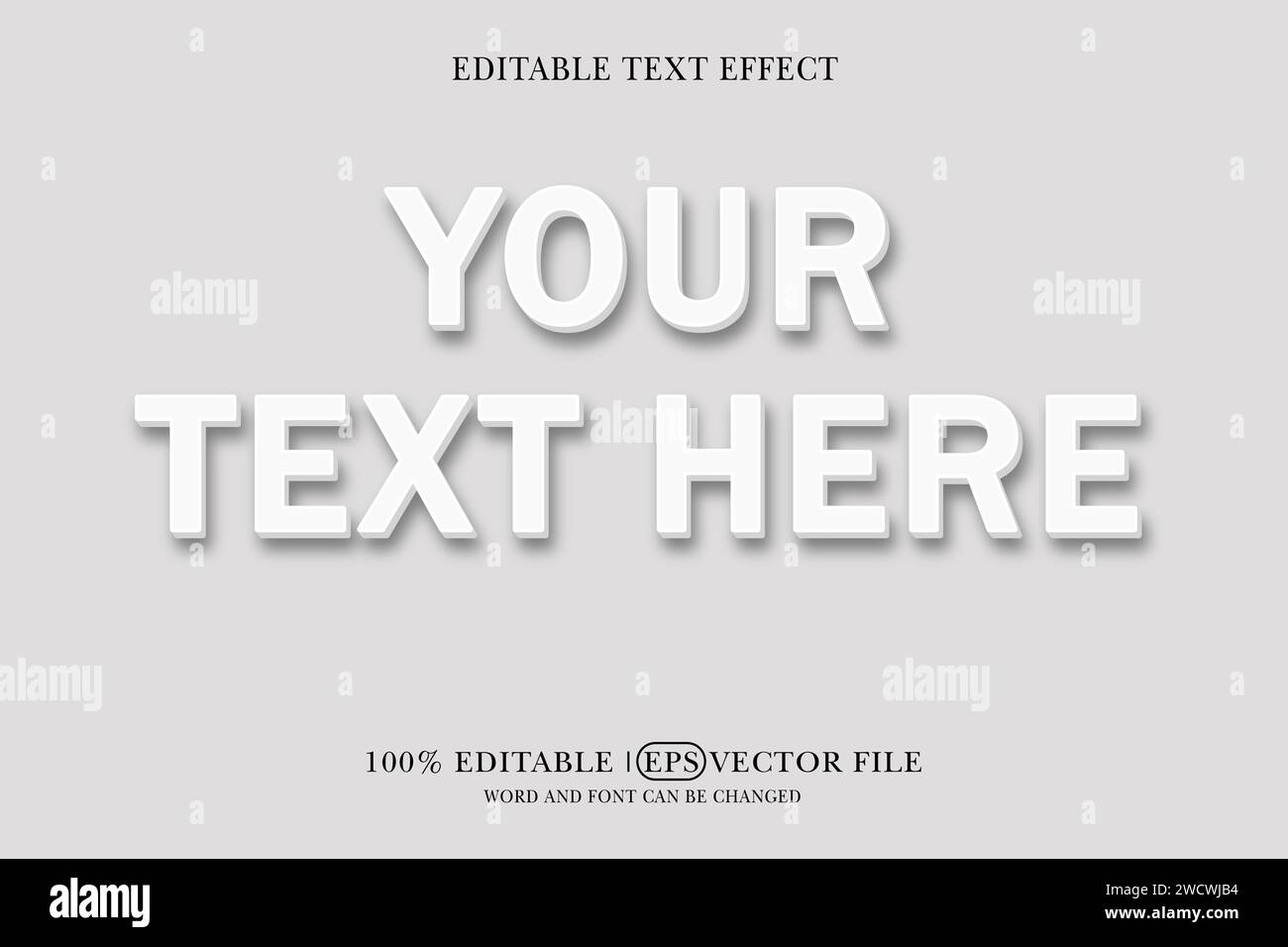 Maquette de style de l'effet de texte 3D blanc simple Illustration de Vecteur