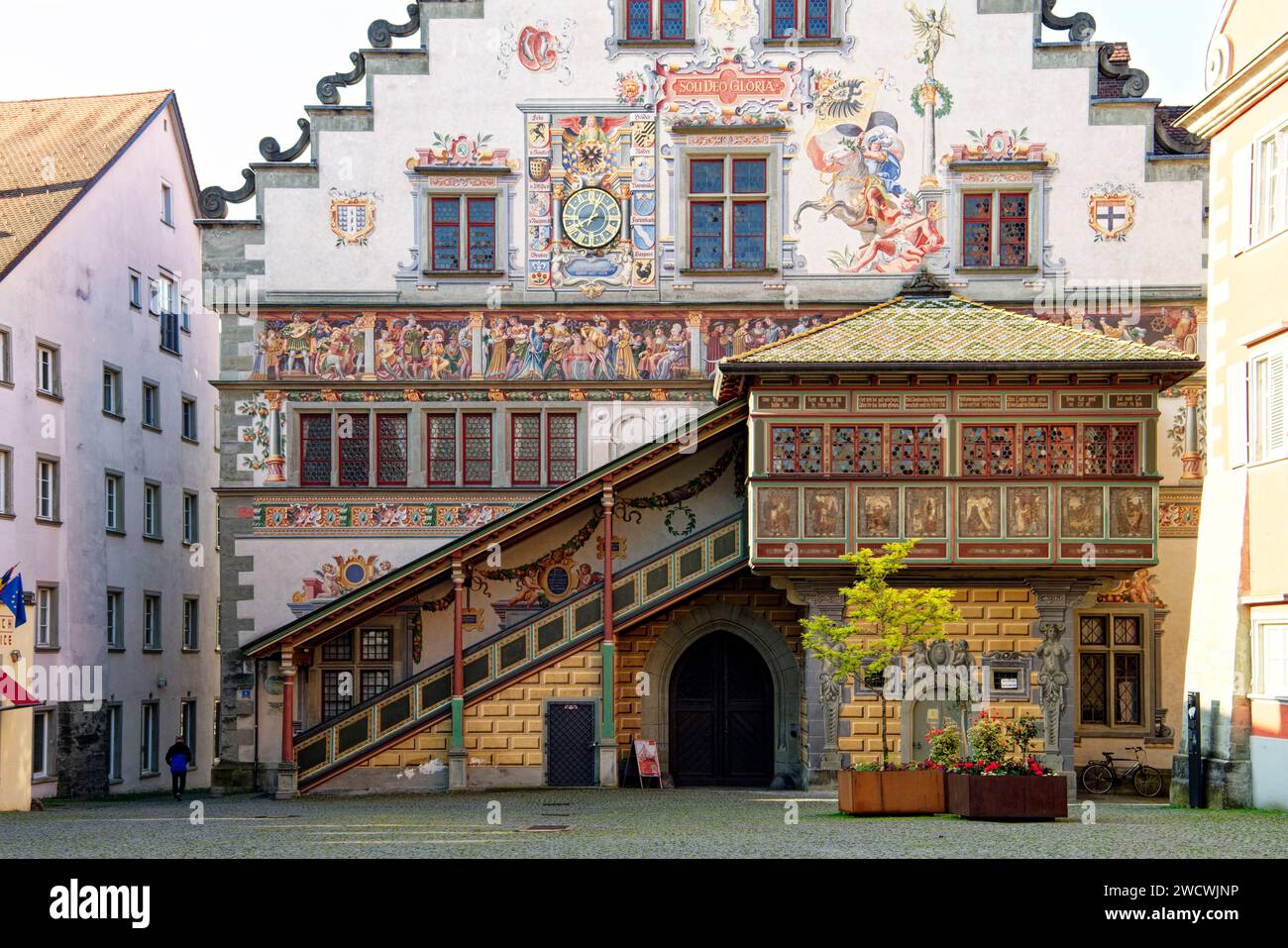 L'Allemagne, la Bavière, le lac de Constance (Bodensee), Lindau, Altes Rathaus (ancien hôtel de ville) du 15ème siècle Banque D'Images