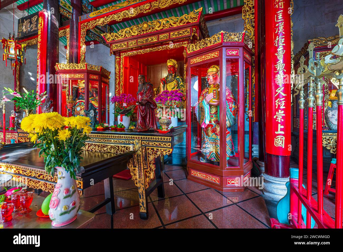 Vietnam, Ho Chi Minh ville (Saigon), quartier de Cholon, temple bouddhiste chinois ONG Banque D'Images