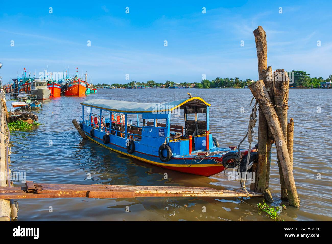 Vietnam, Delta du Mékong, My Tho, bateau d'excursion sur le Mékong Banque D'Images