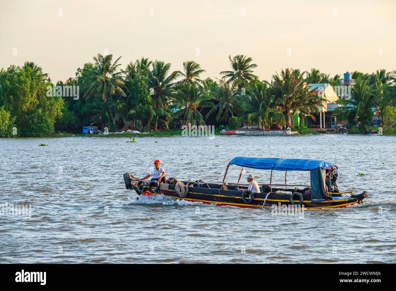 Vietnam, Delta du Mékong, My Tho, bateau sur le Mékong Banque D'Images