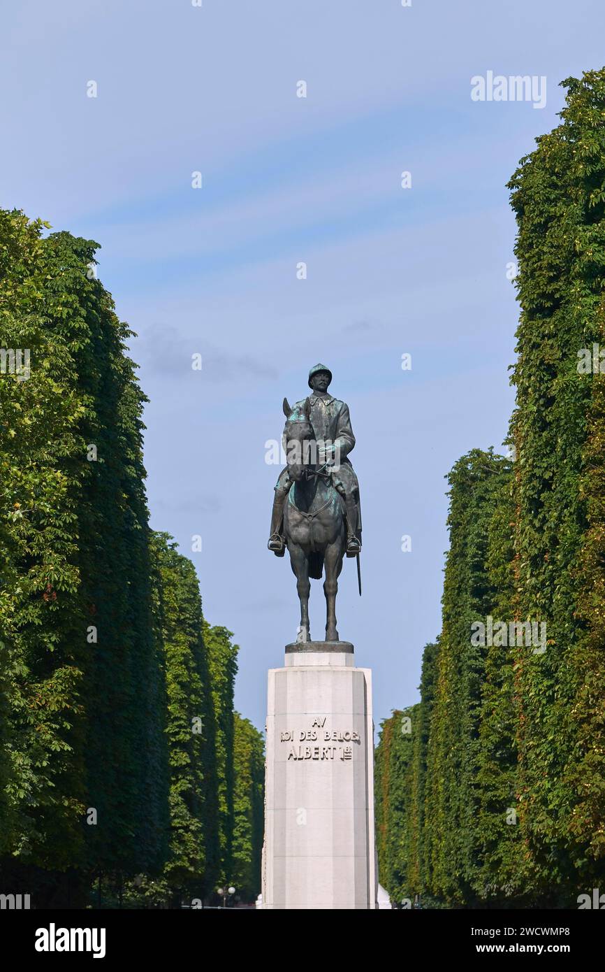 France, Paris, cours la Reine près de la place de la Concorde, statue équestre du troisième roi de Belgique, Albert Ier Banque D'Images