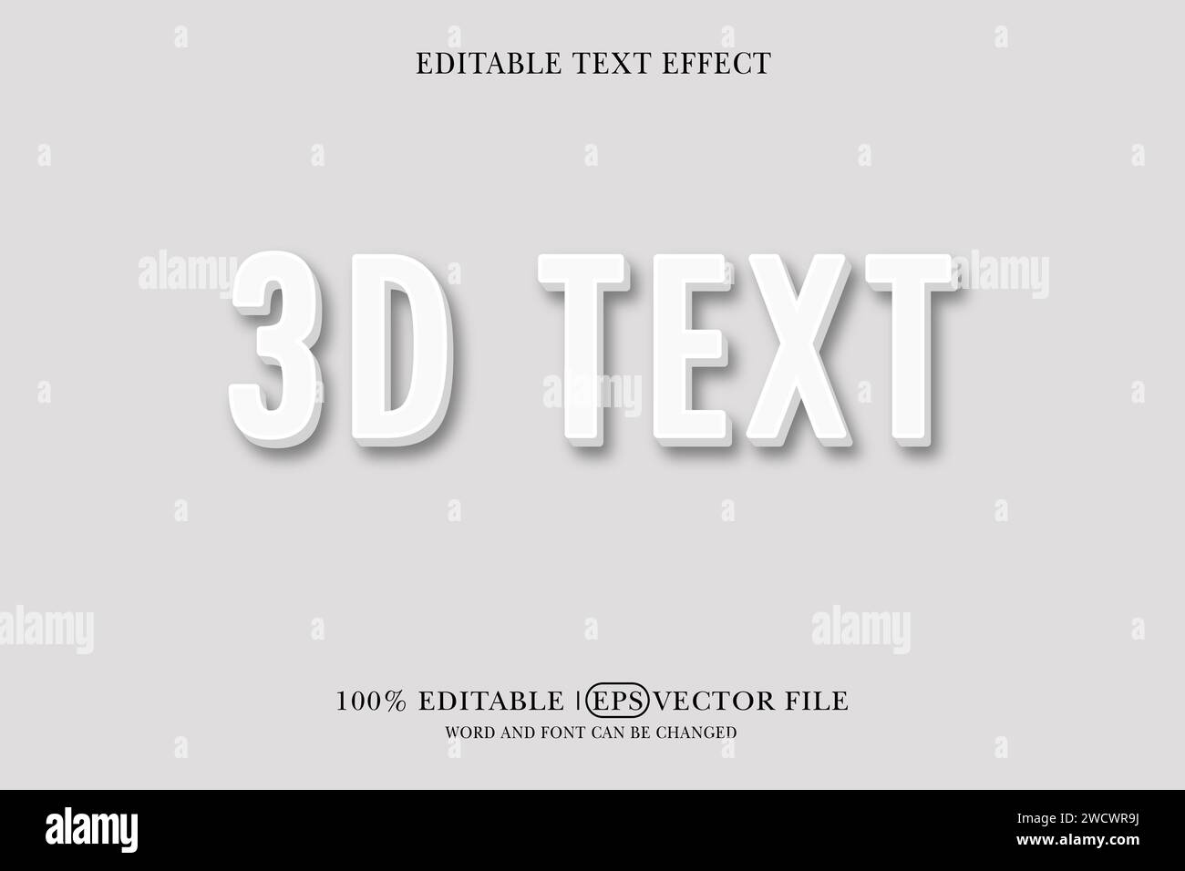 Maquette de style de l'effet de texte 3D blanc simple Illustration de Vecteur