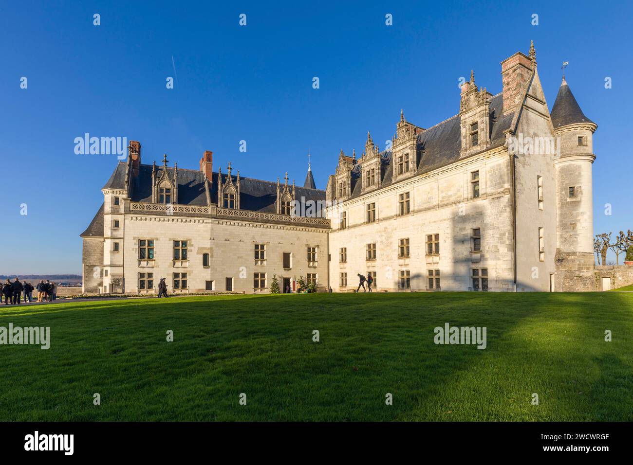 France, Indre et Loire, Vallée de la Loire classée au patrimoine mondial de l'UNESCO, Amboise, le Château d'Amboise depuis la cour intérieure en hiver Banque D'Images