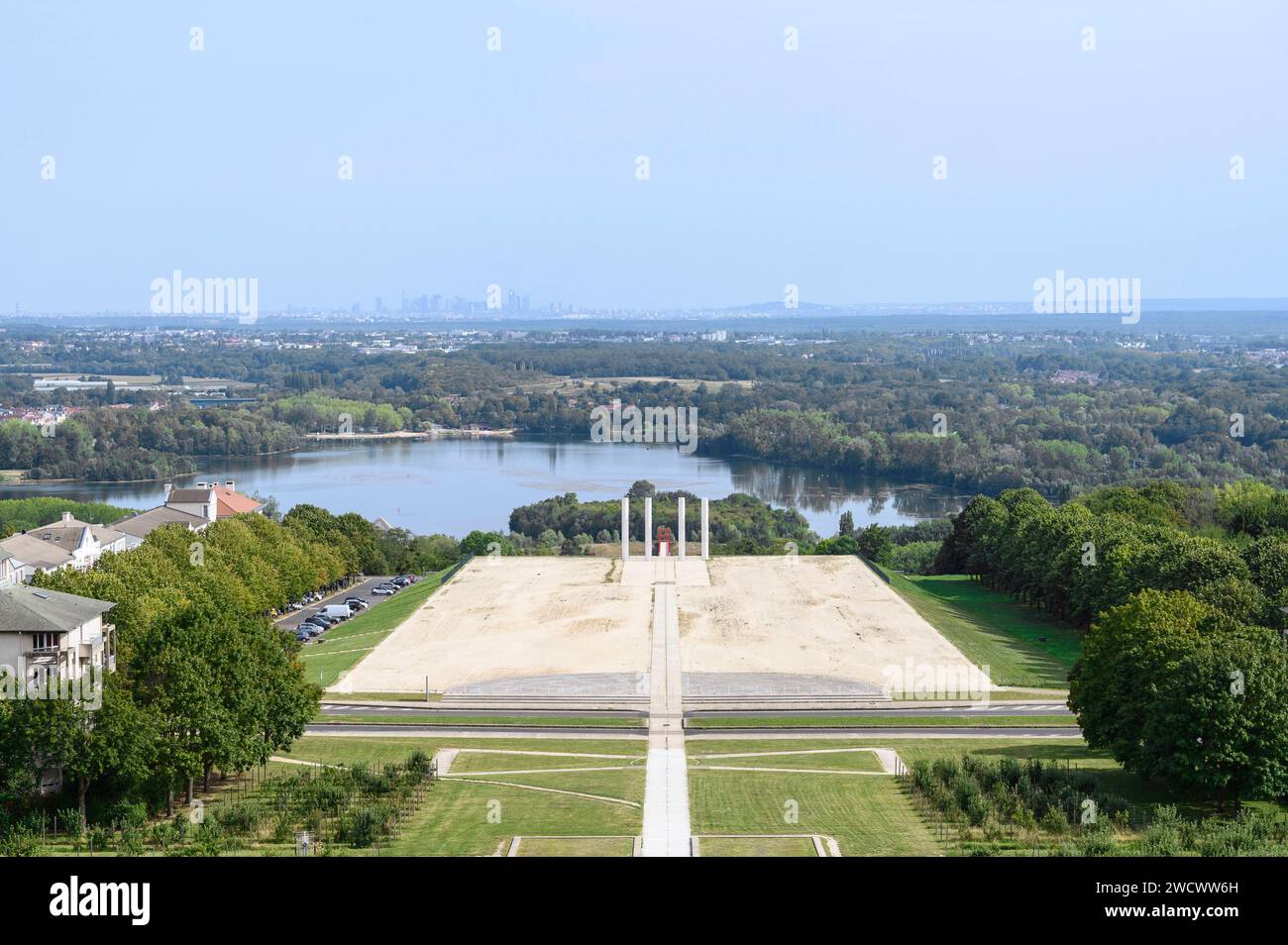 France, Val d'Oise, ville de Cergy, les 12 colonnes Banque D'Images
