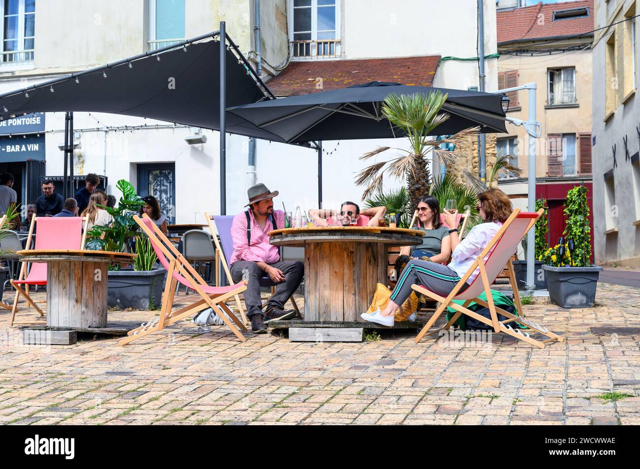 France, Val d'Oise, Pontoise, vieille ville, place des Moineaux Banque D'Images