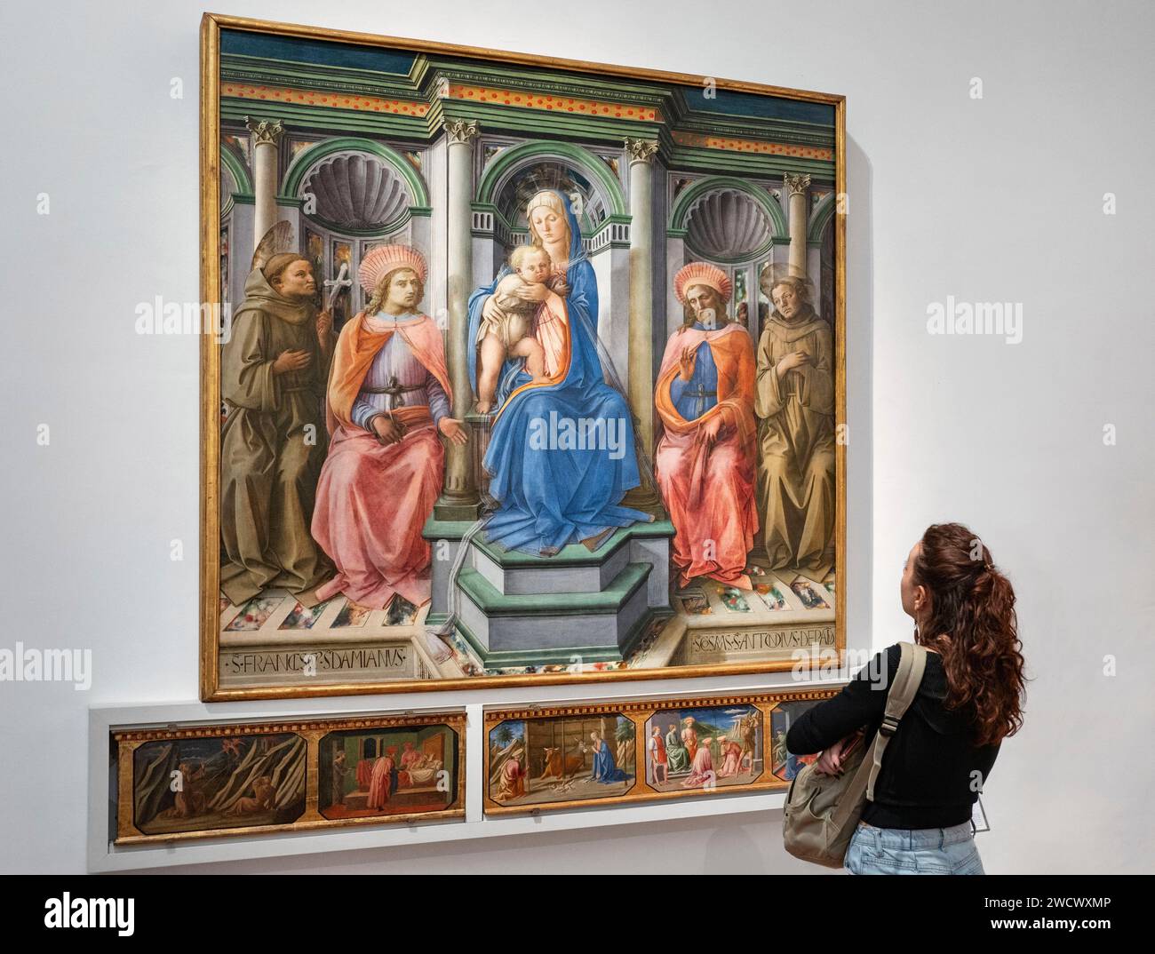 Italie, Toscane, Florence, Galleria degli Uffizi, le retable du Noviciat, peinture de Filippo Lippi Banque D'Images
