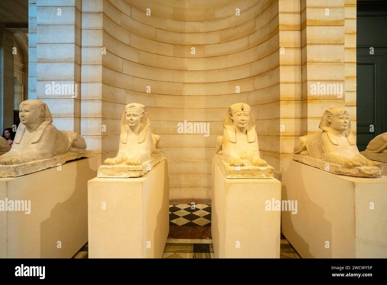 France, Paris, zone classée au patrimoine mondial de l'UNESCO, Musée du Louvre, antiquités égyptiennes, sphinx, Tanis, 1750 AV. J.-C. Banque D'Images