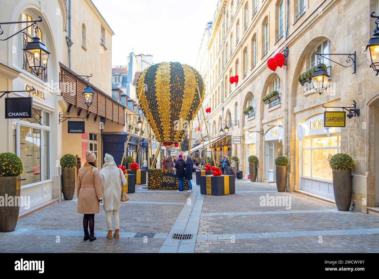 France, Paris, passage Royal pendant les vacances de Noël Banque D'Images