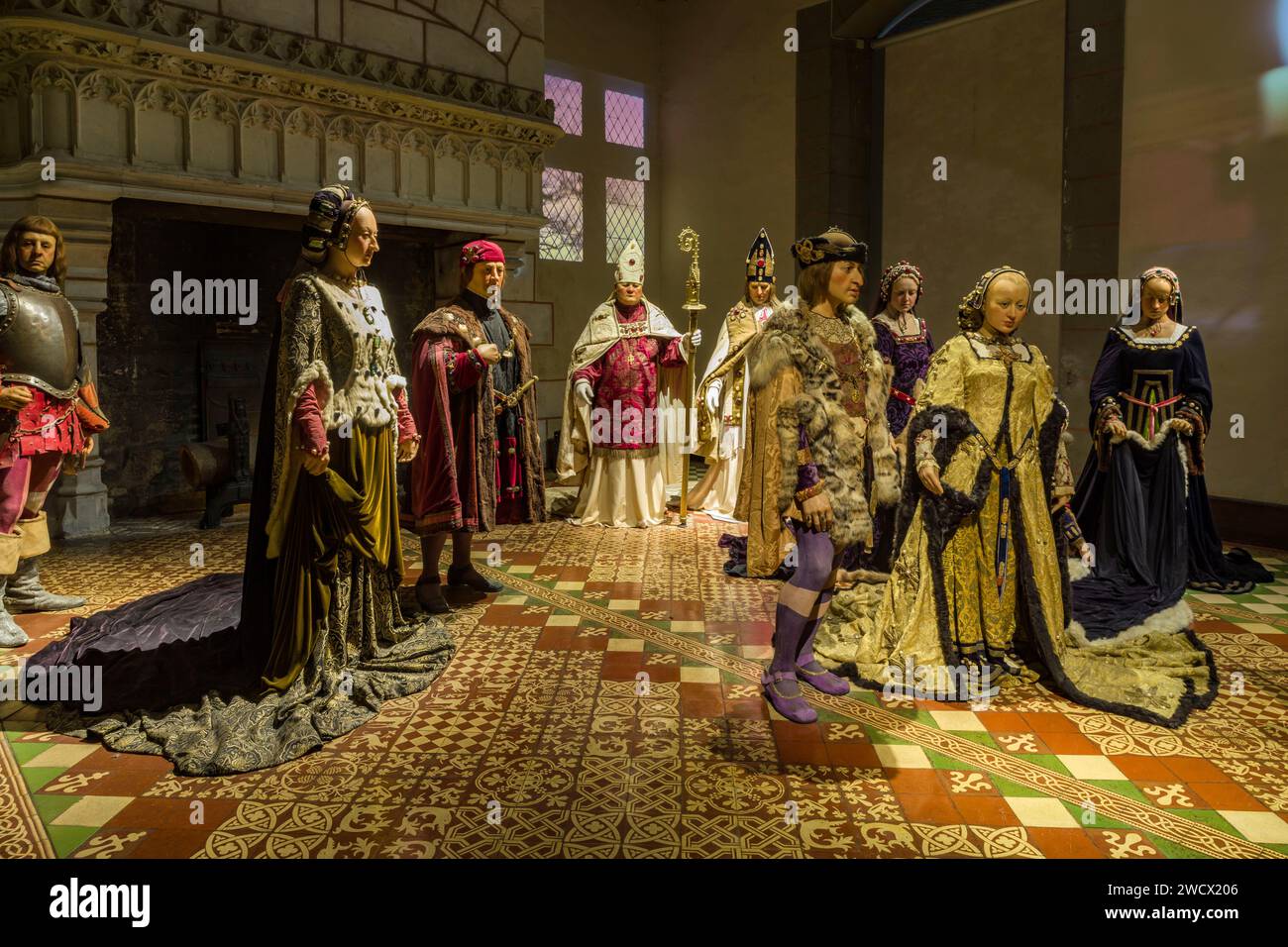 France, Indre et Loire, Vallée de la Loire inscrite au patrimoine mondial de l'UNESCO, Langeais, château de Langeais, demeure Renaissance, construite par Louis XI en 1465, reconstruction du mariage de Charles VIII et Anne de Bretagne le 6 décembre 1491 Banque D'Images