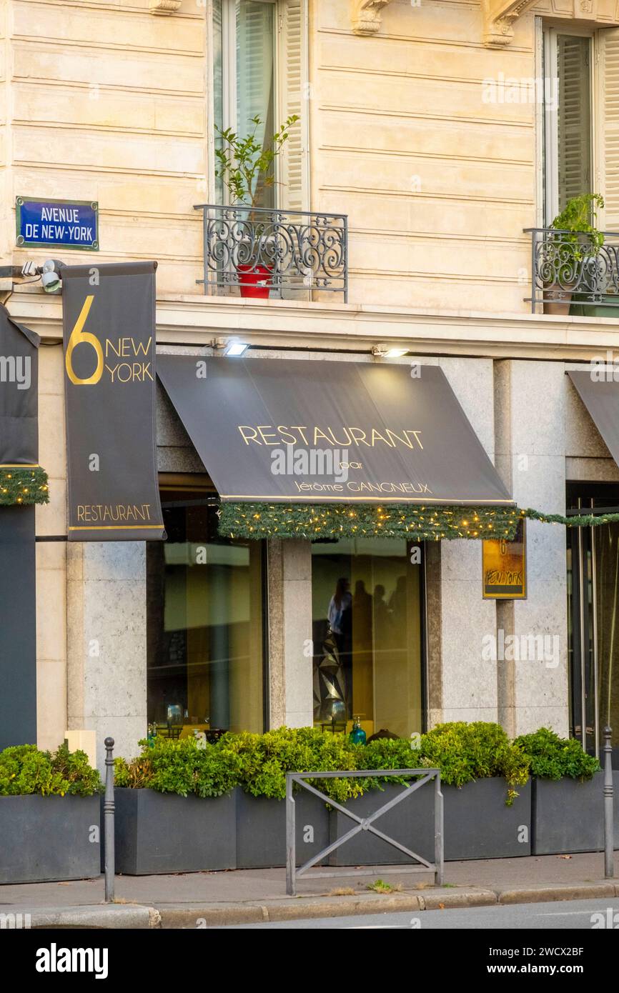 France, Paris, Avenue de New York, le restaurant New-yorkais Banque D'Images