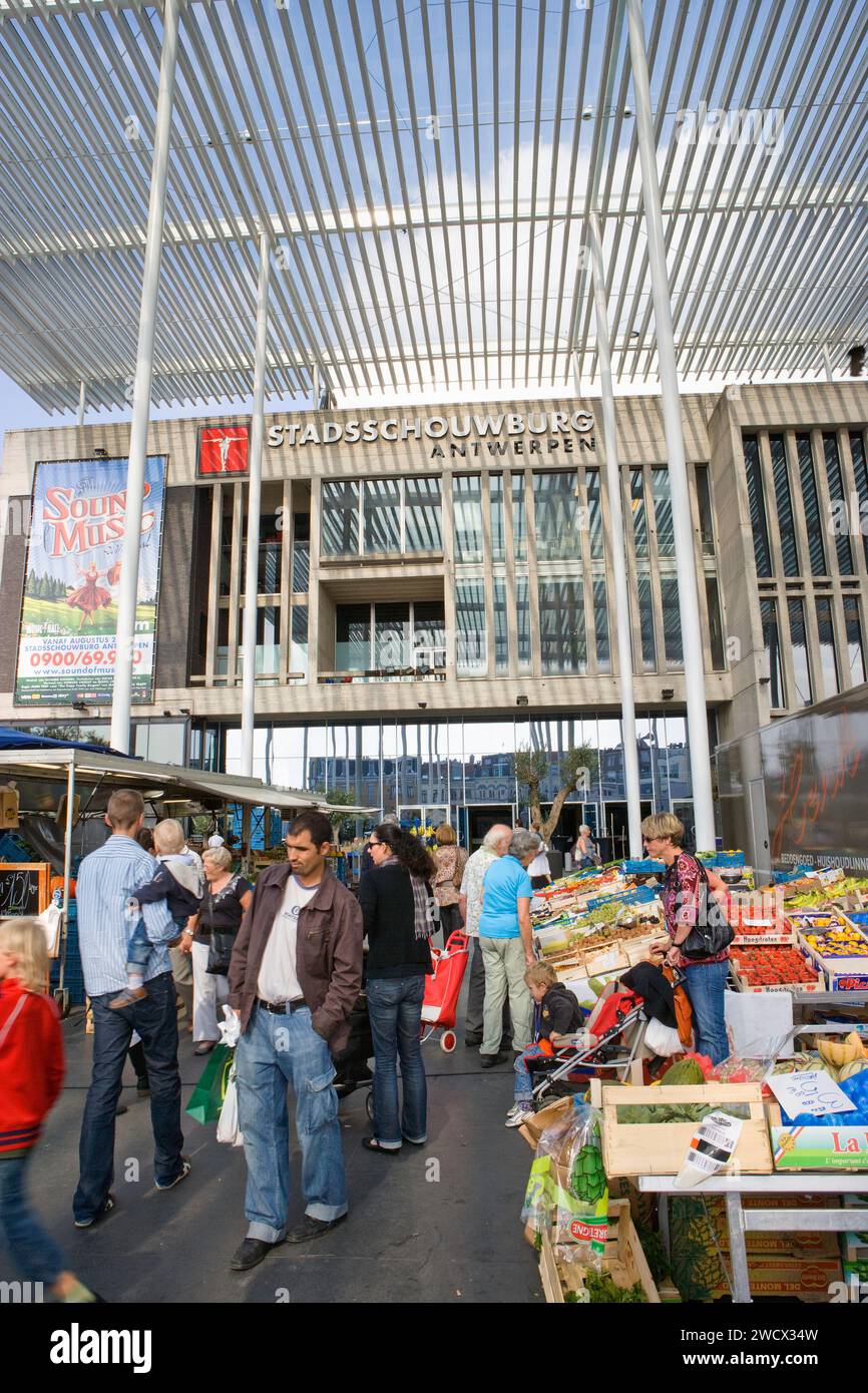 Stadsschouwburg Antwerpen, Marketplace, Antwerp Centraal, Flandre, Belgique, Europe Banque D'Images