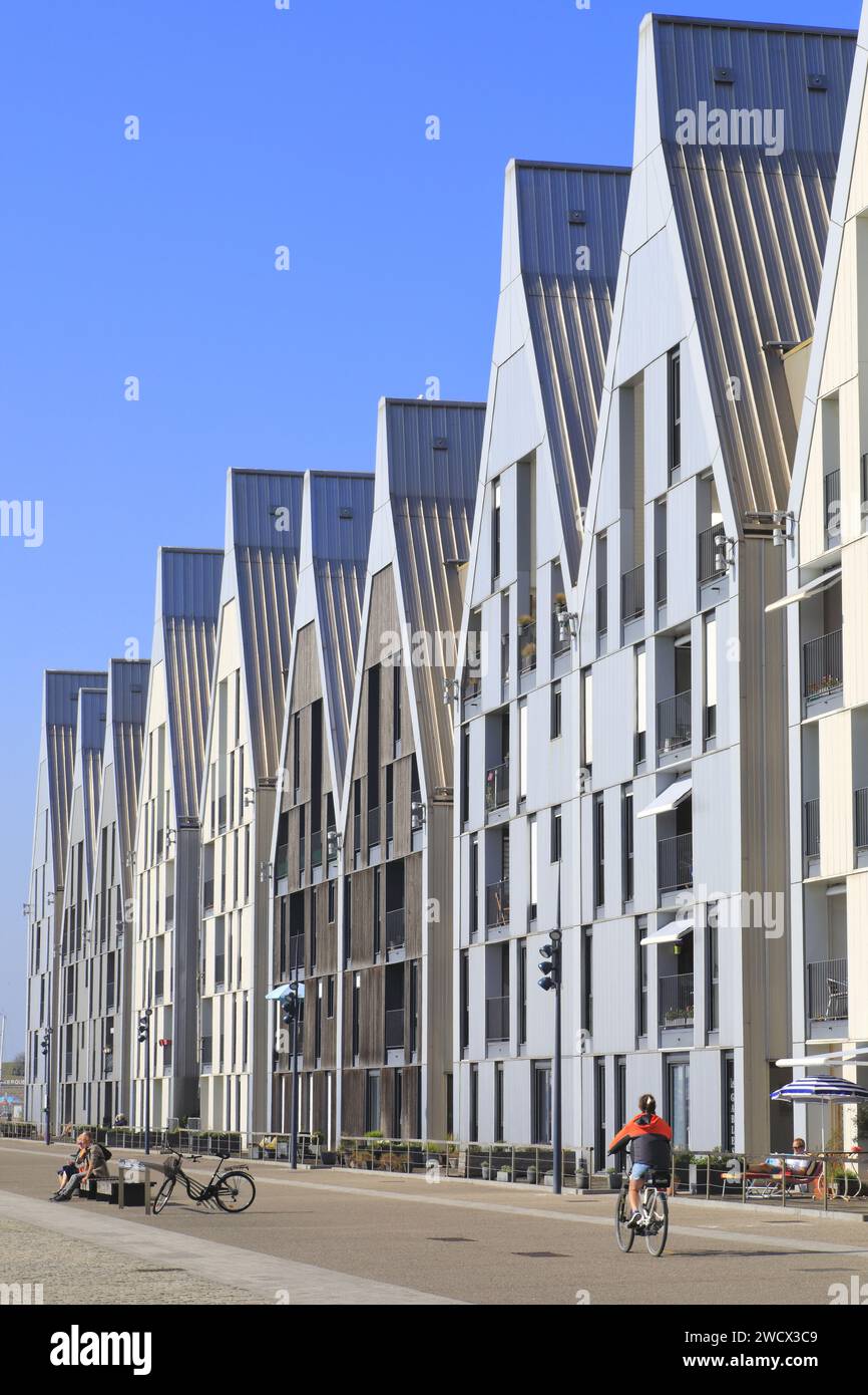 France, Nord, Dunkerque, Grand large éco-quartier construit sur les anciens chantiers de France, immeubles résidentiels conçus par les architectes ANMA (Agence Nicolas Michelin & associés) Banque D'Images