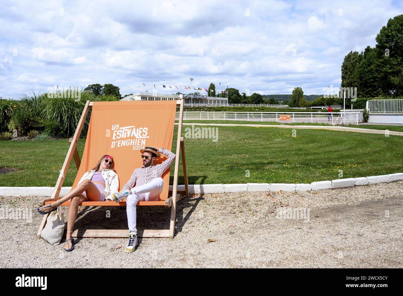 France, Val d'Oise, territoire de la Plaine Vallée, hippodrome d'Enghien-Soisy Banque D'Images