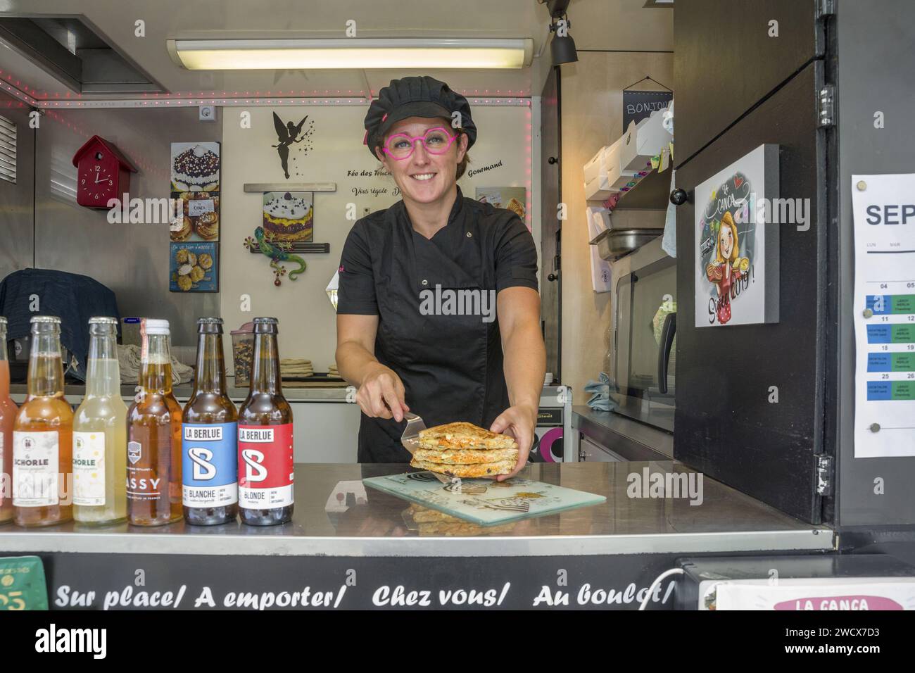 France, Indre et Loire, Saint-Cyr-sur-Loire, la Canca, food truck servant une cuisine artisanale et locale Banque D'Images
