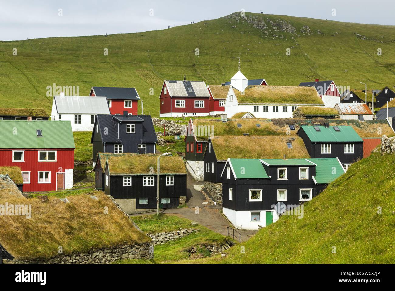 Danemark, îles Féroé, île de Mykines, le village Banque D'Images