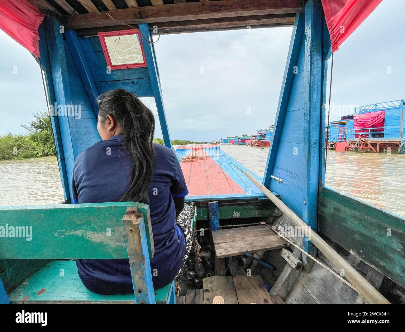 Cambodge, Kampong Phluk, navigation fluviale Banque D'Images