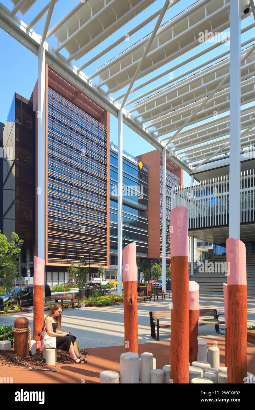 Australie, Nouvelle-Galles du Sud, Sydney, South Eveleigh, parvis du Community Building avec Davy Road en arrière-plan Banque D'Images