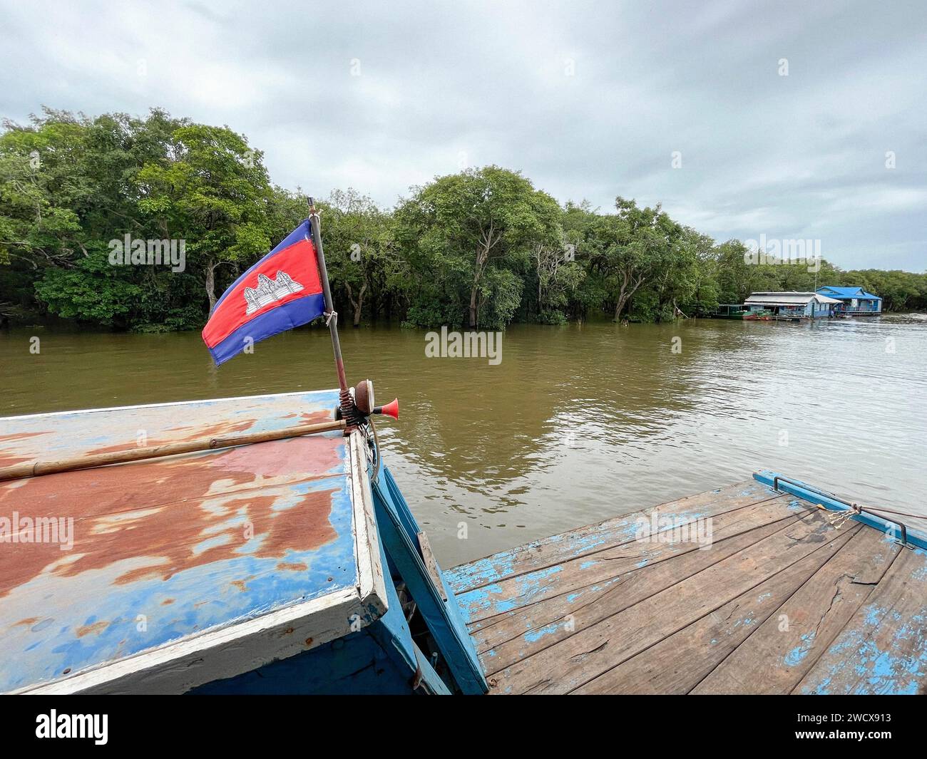 Cambodge, Kampong Phluk, navigation fluviale Banque D'Images