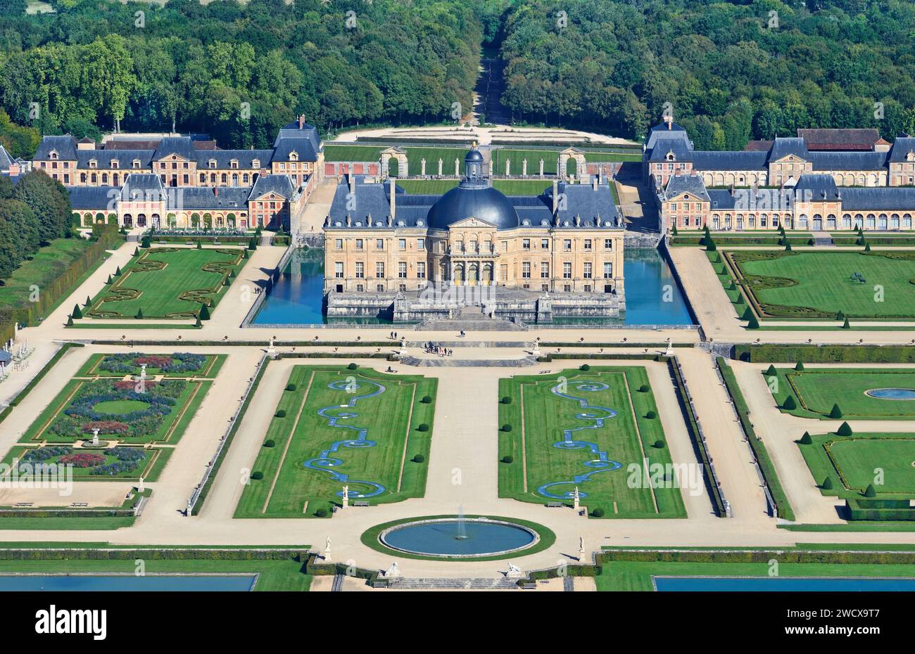 France, Seine-et-Marne, Maincy, le château et les jardins de Vaux-le-Vicomte (vue aérienne) Banque D'Images
