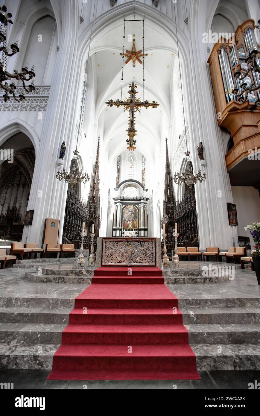 Vue intérieure, Cathédrale notre-Dame, cathédrale notre-Dame, Anvers, Flandre, Belgique, Europe Banque D'Images