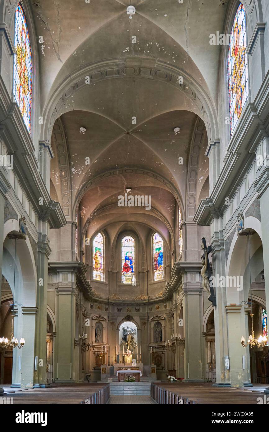 France, Moselle, Metz, église notre Dame de l'Assomption, nef Banque D'Images