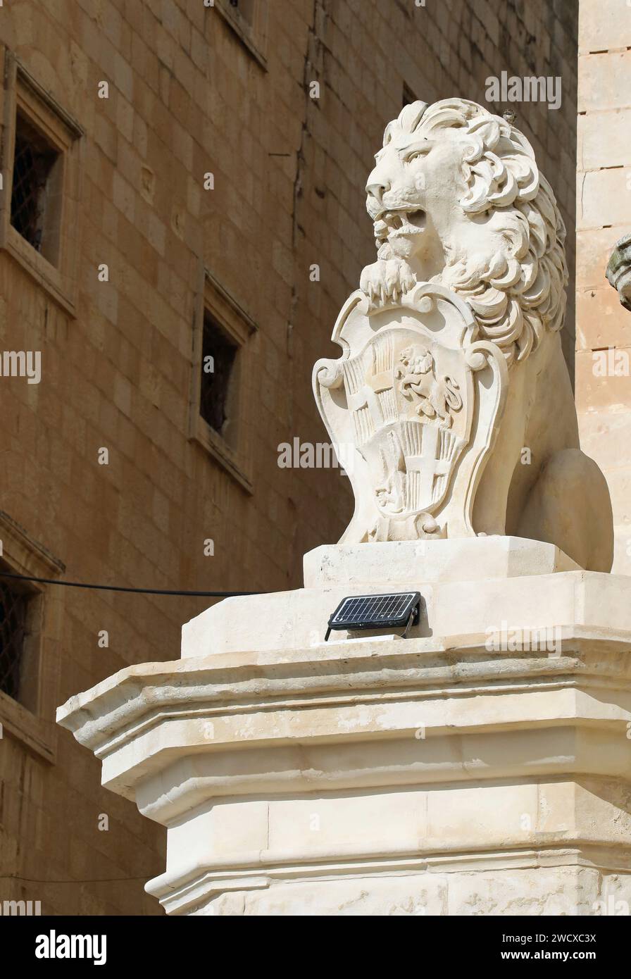 De Vilhena Lion à la Valette à Malte Banque D'Images