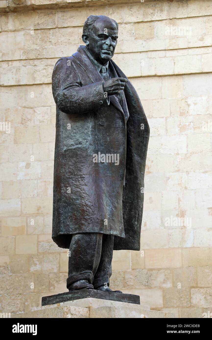 Statue de Paul Boffa à la Valette Banque D'Images