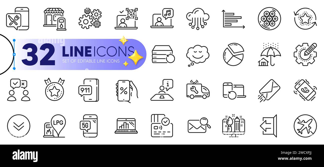 Ensemble d'icônes de serveur de récupération, de station de remplissage et de ligne d'appel d'urgence. Pour l'application Web. Vecteur Illustration de Vecteur
