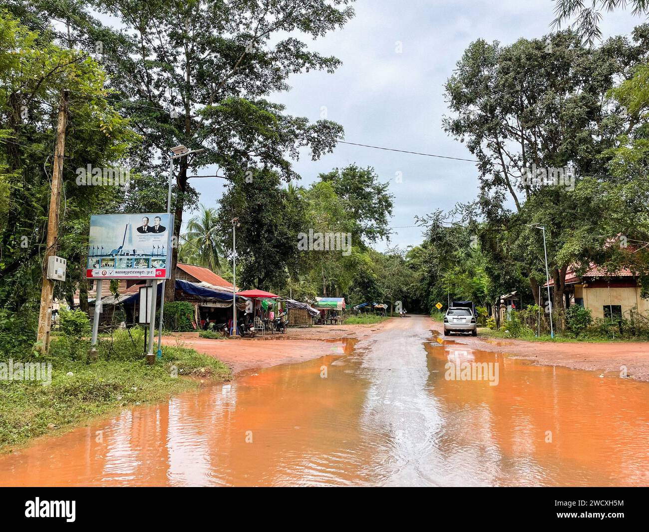 Cambodge, Kampong Phluk, inondations pendant la mousson Banque D'Images