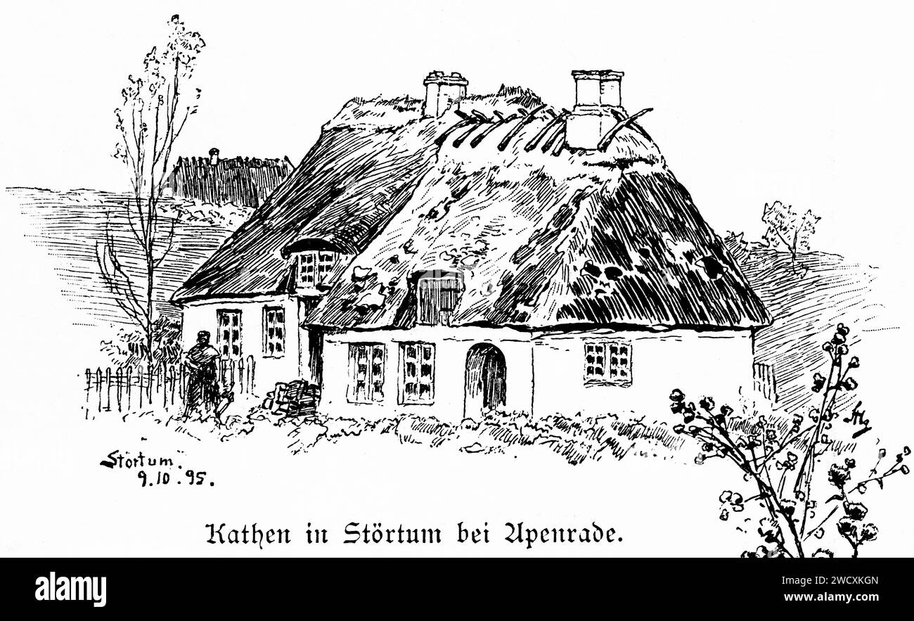 Chalets à Störtum près d'Apenrade, puis Dukedom Schleswig, aujourd'hui Danemark, Schleswig-Holstein, Allemagne du Nord, Europe centrale, Banque D'Images