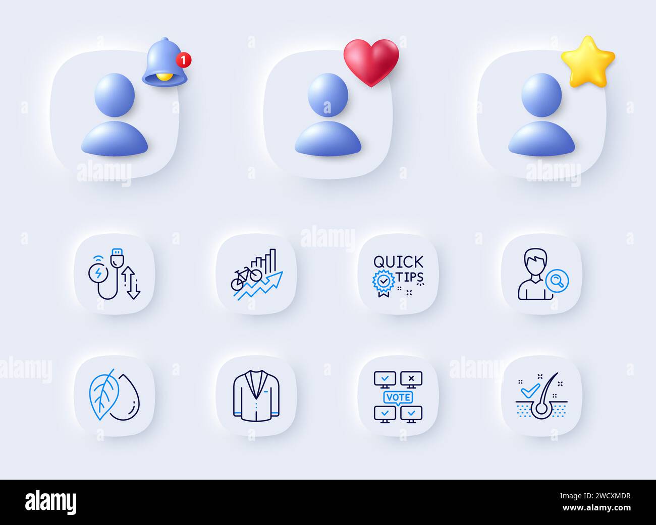 Câble de chargement, icônes de résultats d'entraînement et conseils rapides. Pour l'application Web, impression. Vecteur Illustration de Vecteur