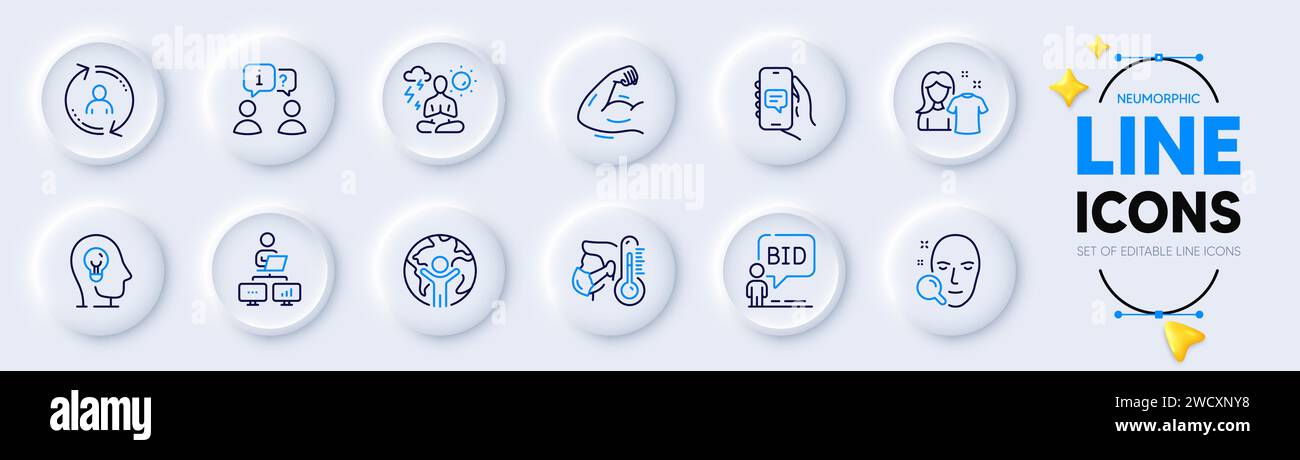 Homme malade, chemise propre et icônes de ligne d'information utilisateur pour l'application Web. Icône pictogramme. Vecteur Illustration de Vecteur